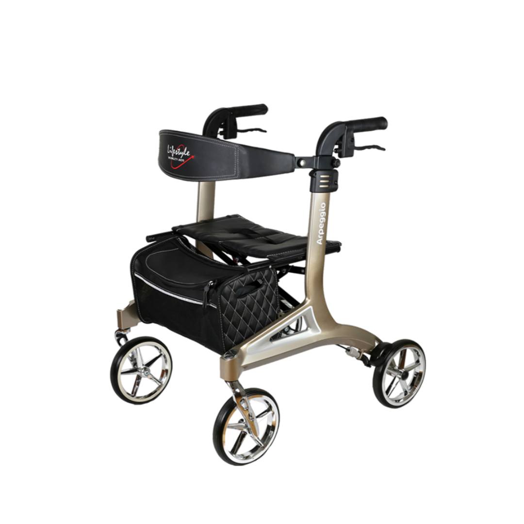 Lifestyle Mobility Aids Arpeggio Rollator Rolling Walker - Champagne - Senior.com Rollators